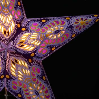 Ganesha lila - Foldable glowing star, paper poinsettia with 5 points, 60 cm